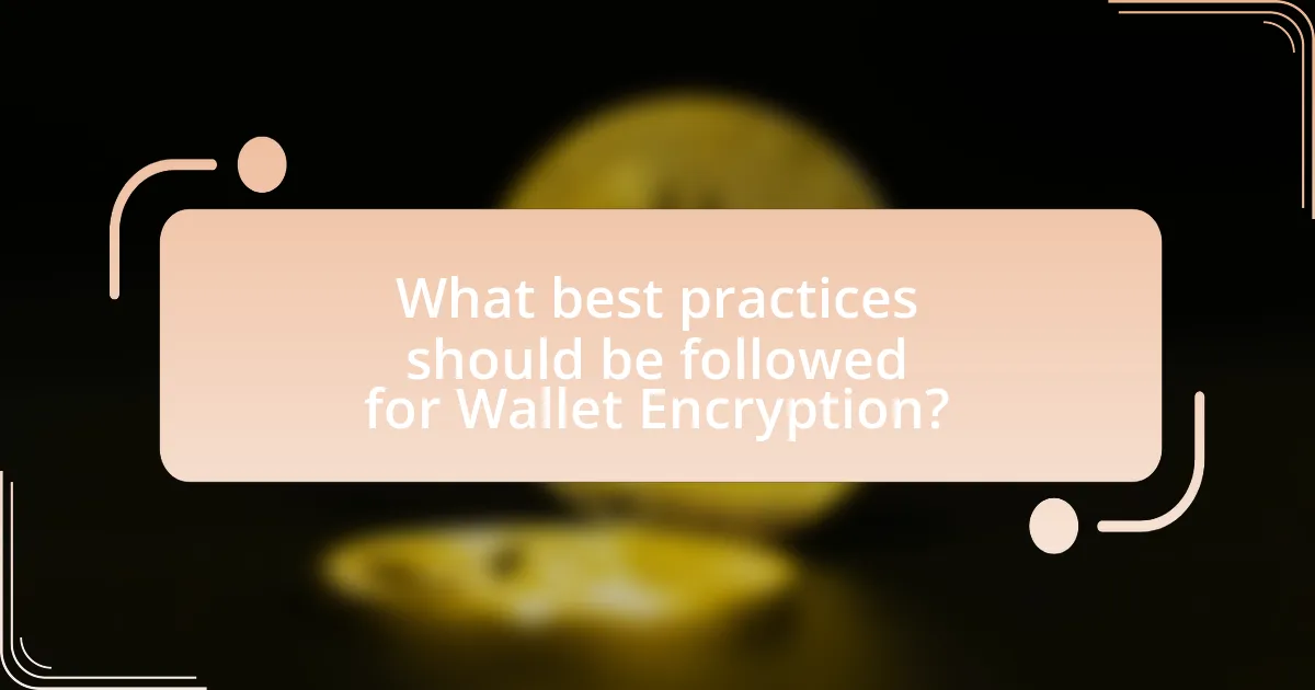 What best practices should be followed for Wallet Encryption?